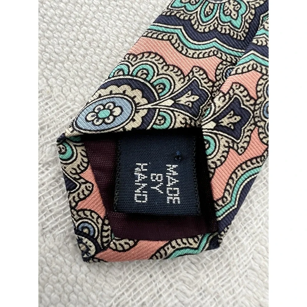 VTG POLO RALPH LAUREN 100% Silk Mens Neck Tie Pink Blue MADE IN USA 58